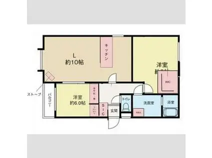 フラット佳月(2LDK/3階)の間取り写真