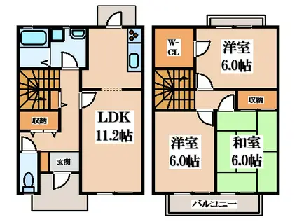 クレスト田原台(3LDK/1階)の間取り写真