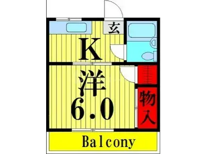 北綾瀬パークマンション(ワンルーム/1階)の間取り写真