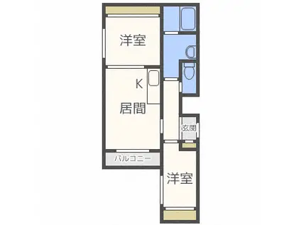 メゾンド桜(2DK/4階)の間取り写真
