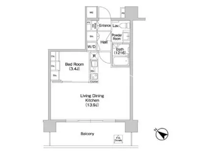 コンフォリア南砂町(1LDK/17階)の間取り写真