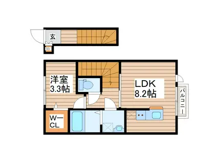 ガス割 第九弾 ESCONDITE卸町I(1LDK/2階)の間取り写真