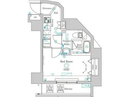 ラフィスタ横浜井土ヶ谷(1K/6階)の間取り写真