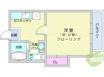 クレストヒルズ(1K/1階)の間取り写真