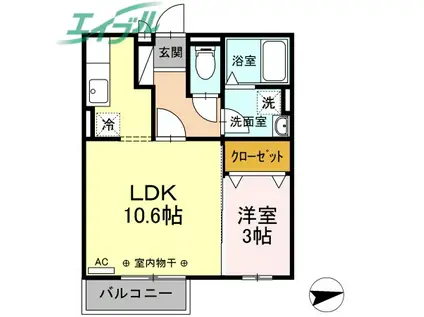 TAKAO(1LDK/2階)の間取り写真