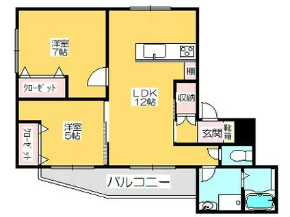 ボーセジュール(2LDK/1階)の間取り写真