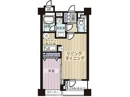 ダイナシティ三宿(1LDK/4階)の間取り写真