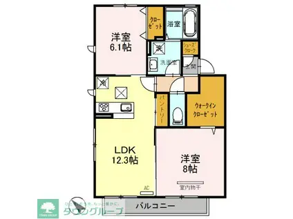 アルシオン(2LDK/1階)の間取り写真
