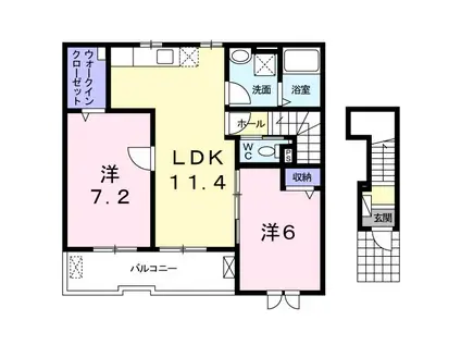 メゾン・ジェルメ(2LDK/2階)の間取り写真