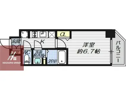 ソルテラス都島テソロ(1K/11階)の間取り写真