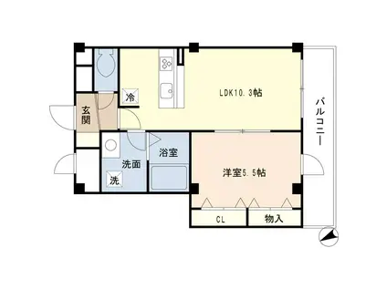 クレストコート(1LDK/3階)の間取り写真