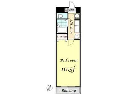 アーク大宮公園(1K/1階)の間取り写真