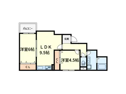 HEALING GRACE 高槻高西町A棟(2LDK/2階)の間取り写真