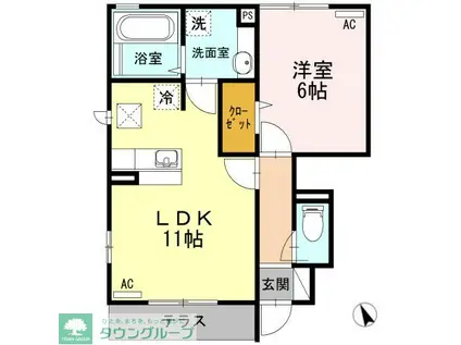 サンマーレン B棟(1LDK/1階)の間取り写真