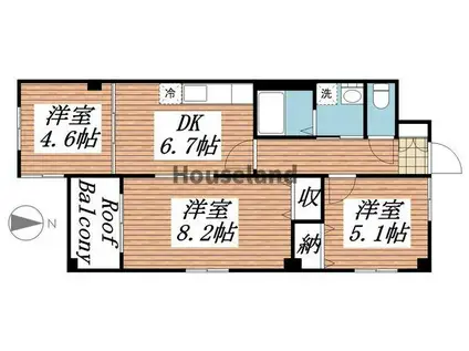 フォーチュネイト吹屋(3DK/2階)の間取り写真