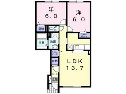 グランデK(2LDK/1階)の間取り写真