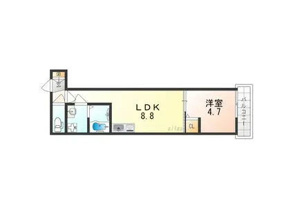 エナメゾン東羽衣(1LDK/3階)の間取り写真