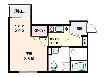 ソレイユ本蓮沼(1K/1階)の間取り写真