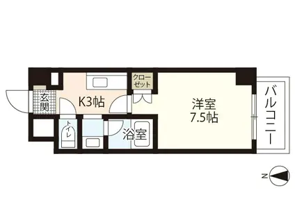 シャルマン財官III(1K/5階)の間取り写真