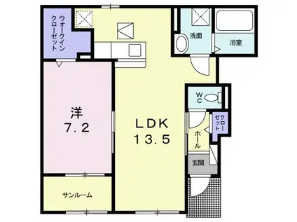 プレッソ・フランII(1LDK/1階)の間取り写真