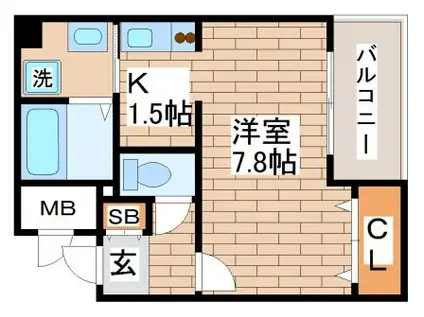 ラ・フォンテ神戸長田(1K/9階)の間取り写真