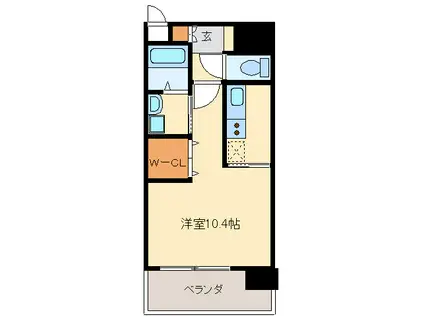 プライムアーバン博多東(ワンルーム/3階)の間取り写真