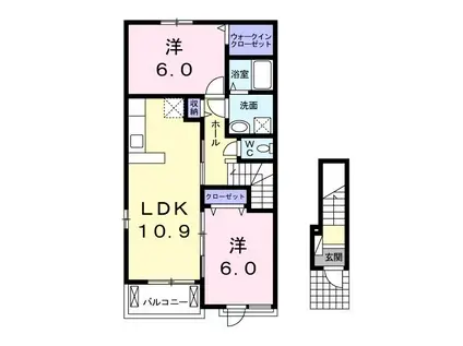 ビッグ・ツリー IIB(2LDK/2階)の間取り写真