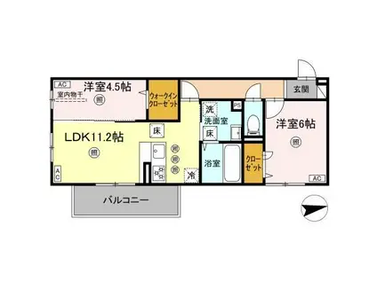 グランツェーレ鷹辻(2LDK/1階)の間取り写真