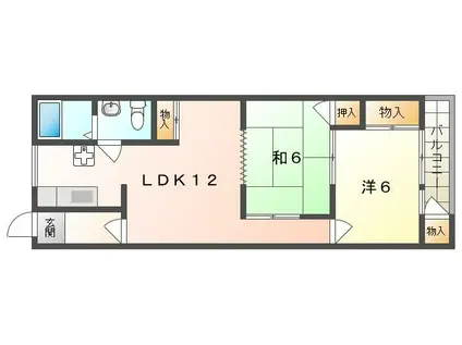 大和田ハイム(2LDK/6階)の間取り写真