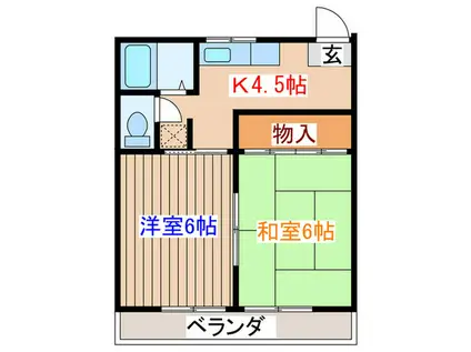 コーポアンデルセンI(2K/1階)の間取り写真