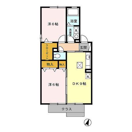 コンフォール(2DK/1階)の間取り写真