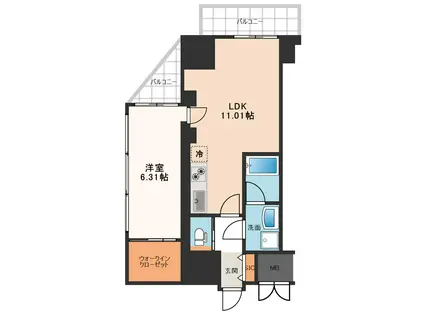 VINOプレジオ本町(1LDK/12階)の間取り写真