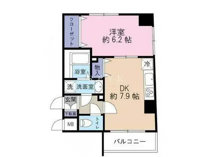 ヴィーダ文京関口(1DK/4階)の間取り写真