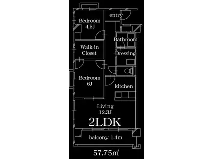 ISLAND星倉(2LDK/4階)の間取り写真