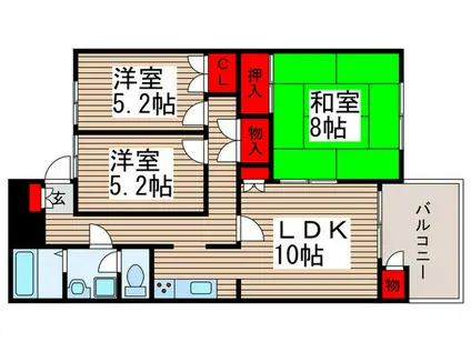 第10藤島マンション(3LDK/4階)の間取り写真