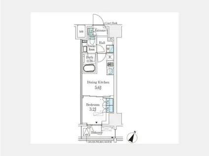 ベルファース神田神保町(1DK/9階)の間取り写真