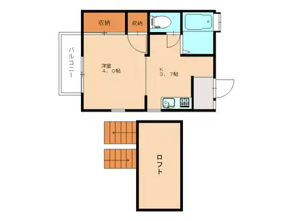 プラザドゥアトレ(1K/2階)の間取り写真