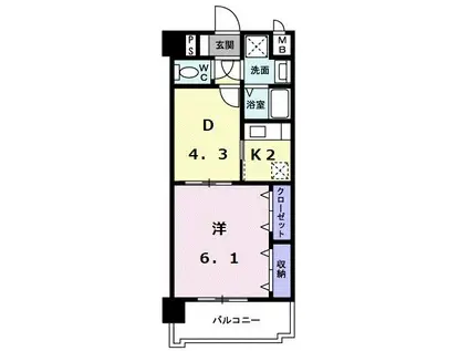 フランメゾン平成(1DK/6階)の間取り写真