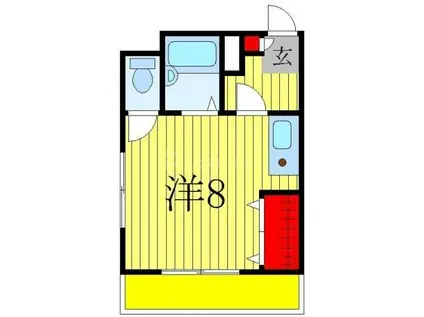 奥富マンション2(ワンルーム/2階)の間取り写真