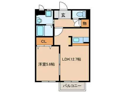 URBAN(1LDK/1階)の間取り写真