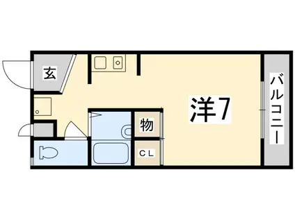 リバーハイツ(ワンルーム/4階)の間取り写真