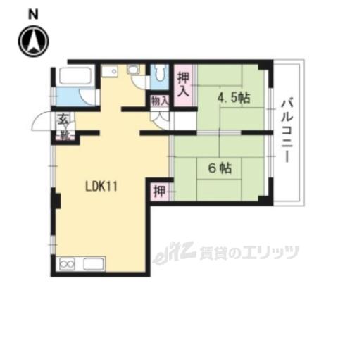 坪内マンション(2LDK/5階)の間取り写真