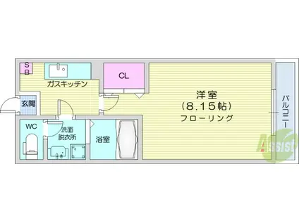 クレフラスト東仙台南(1K/1階)の間取り写真
