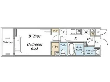 リブリ・西横浜II(1K/1階)の間取り写真
