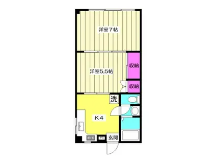 松原マンション(2K/4階)の間取り写真