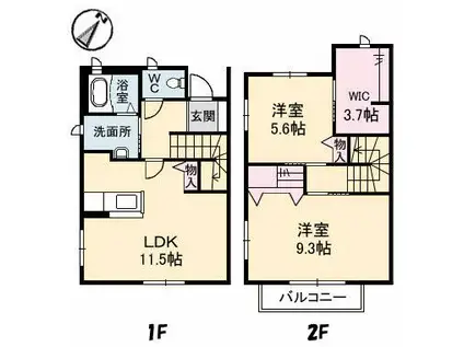 アストラル(2LDK/1階)の間取り写真