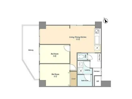 久が原ハイツ(2LDK/6階)の間取り写真