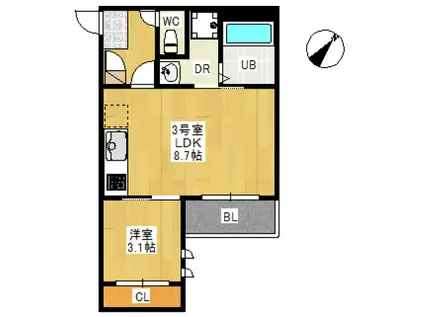 REGALEST VILLA 西川口(1LDK/3階)の間取り写真