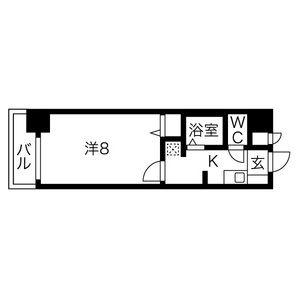 ベル名駅(1K/9階)の間取り写真