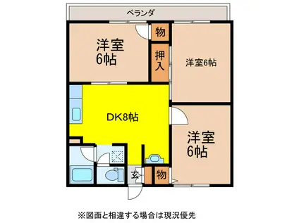 ユートピア諏訪(3DK/2階)の間取り写真